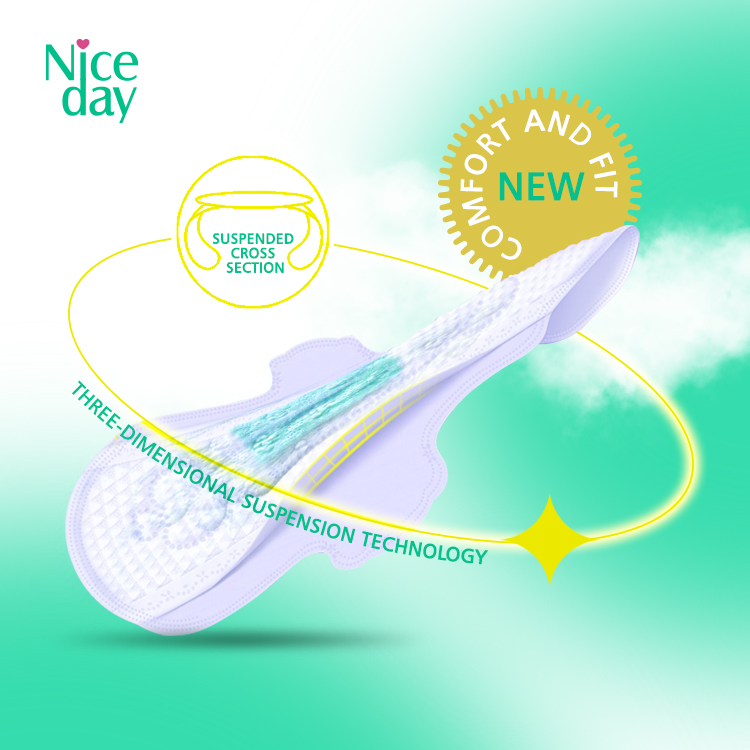 Innovative Diversion Ultra-Fast Absorption Sanitary Pads Woman Protection Manufacturer NDL-8 NiceDay Инновационный Дизайн Супер Гибкие Прокладки для Женщин Моментальная Впитываемость и Защита от Протеканий