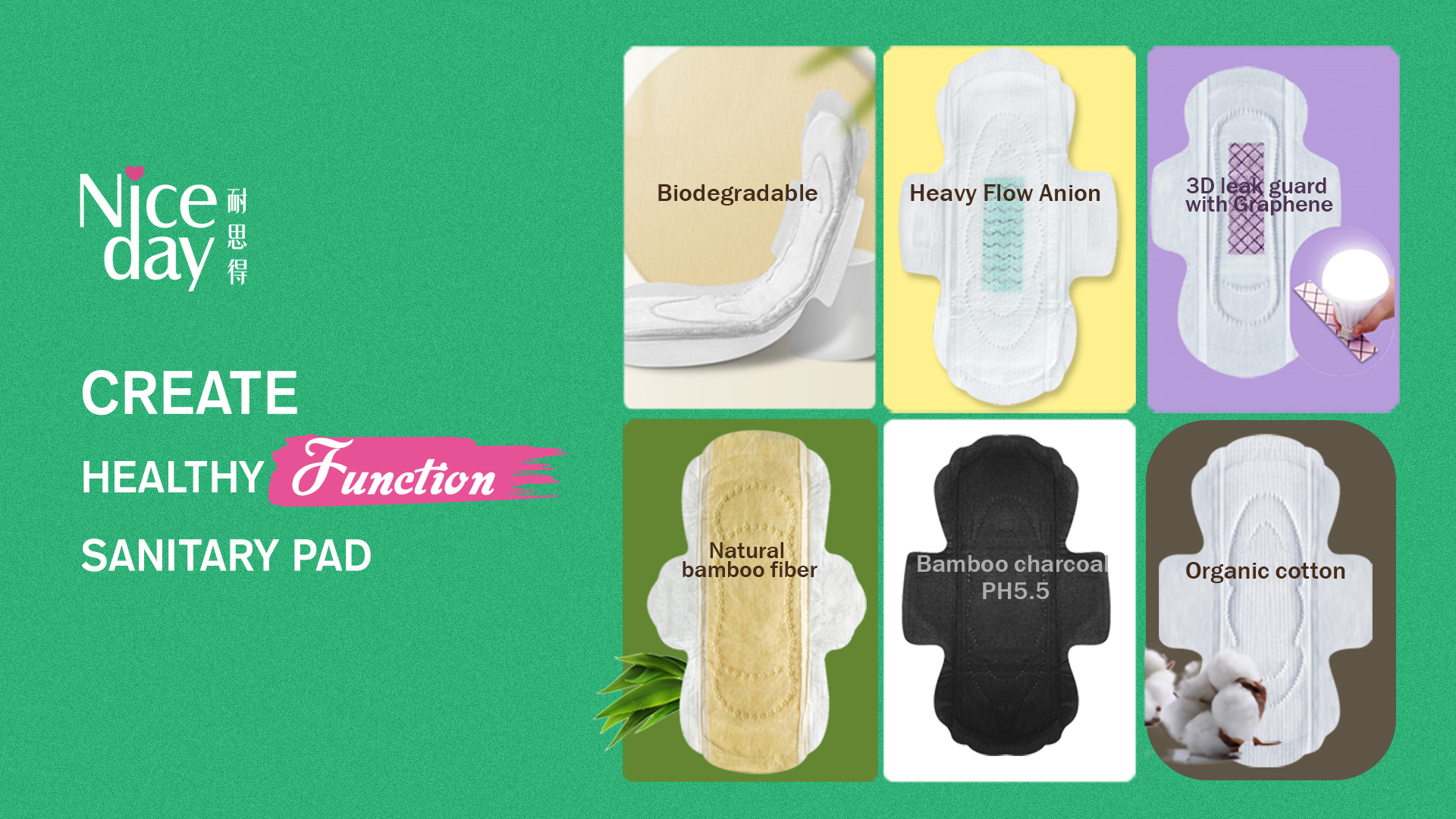 Nice Day Global International Supplier of Woman Sanitary Pads Huge Collection Manufacturer