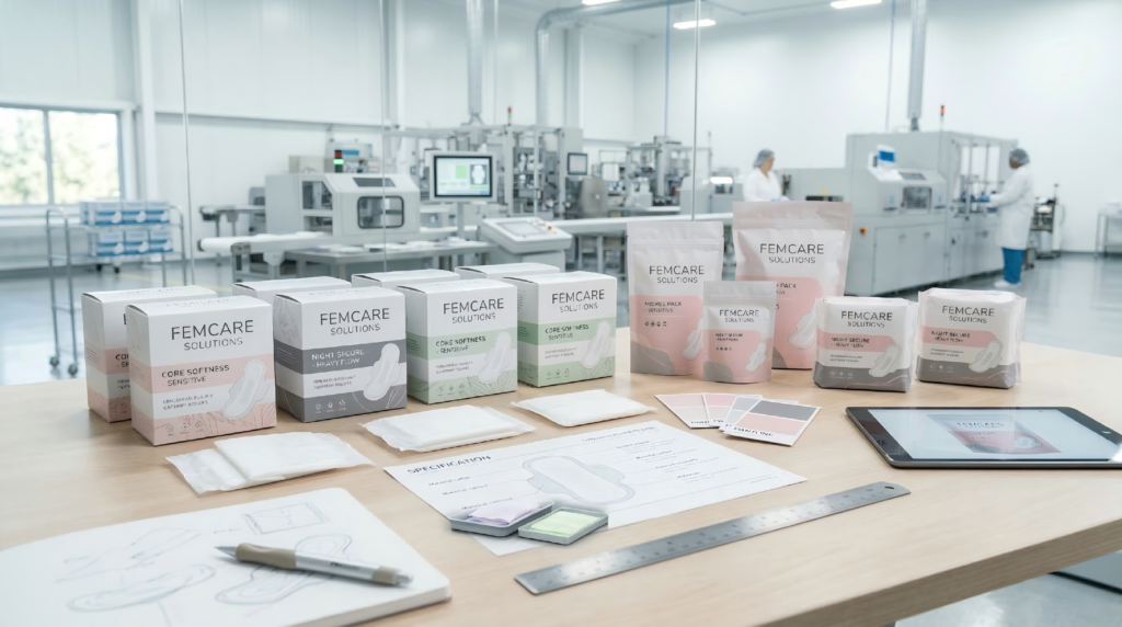 private label sanitary pad packaging development support