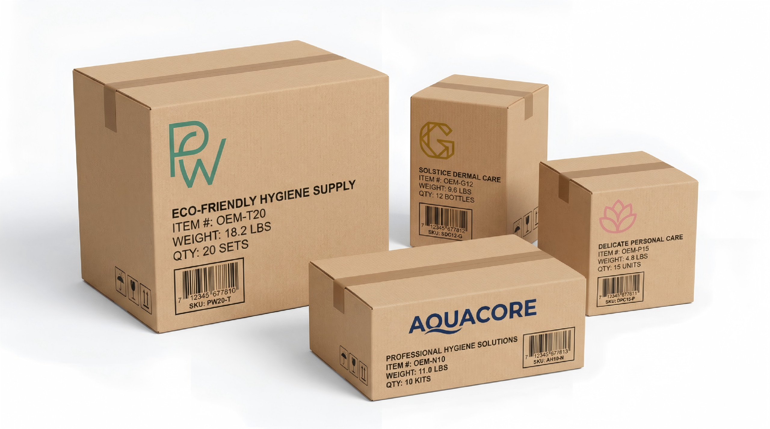 Multiple custom OEM carton box designs for private label hygiene brands