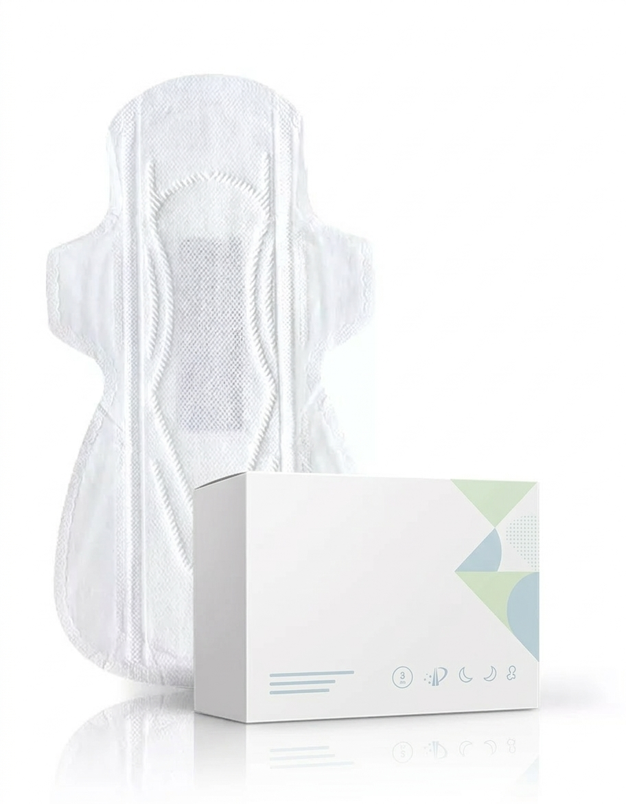 private label sanitary pad product and packaging display