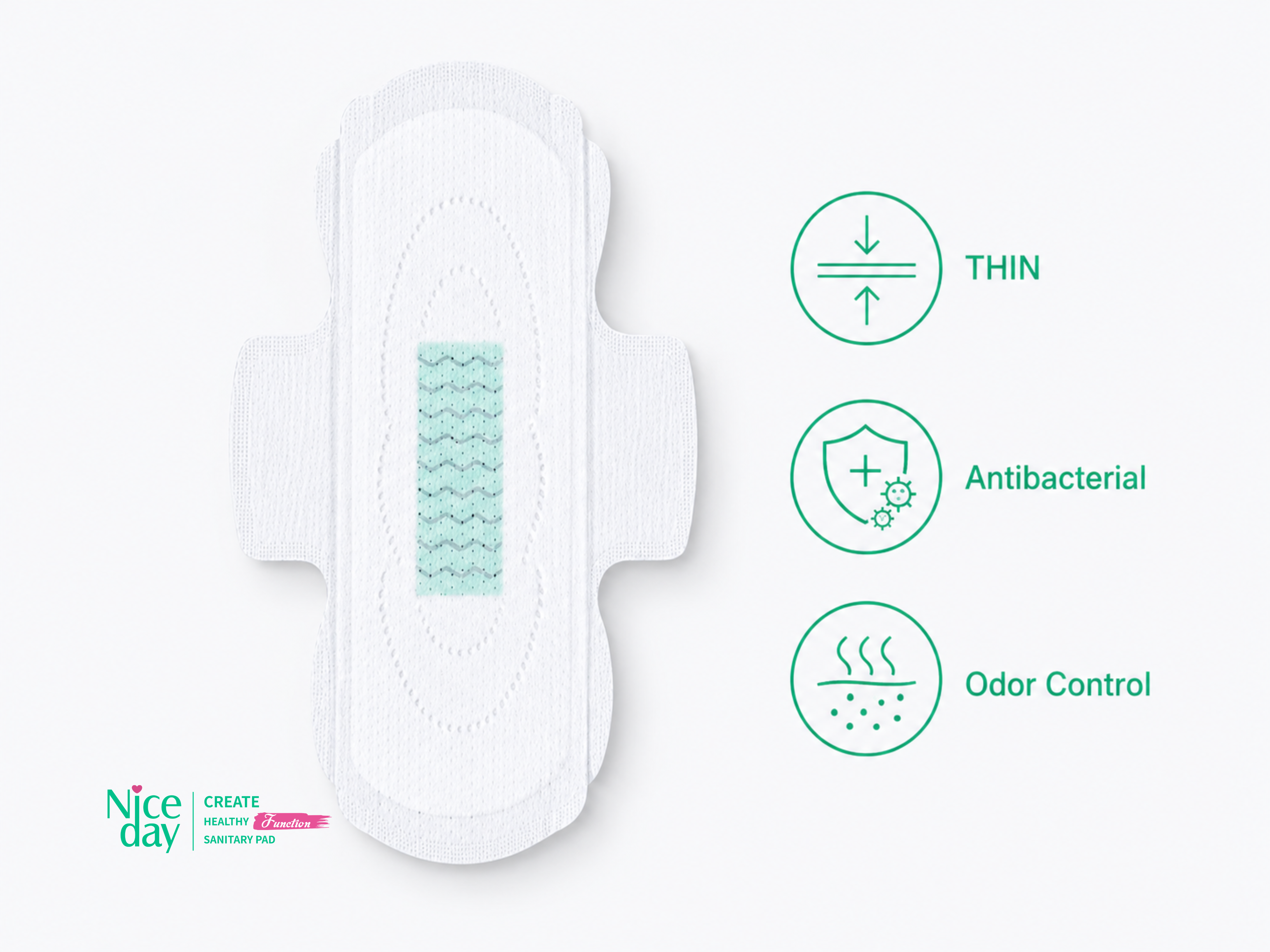 EcoPure Plant-Based Biodegradable Sanitary Pad OEM Niceday O-5