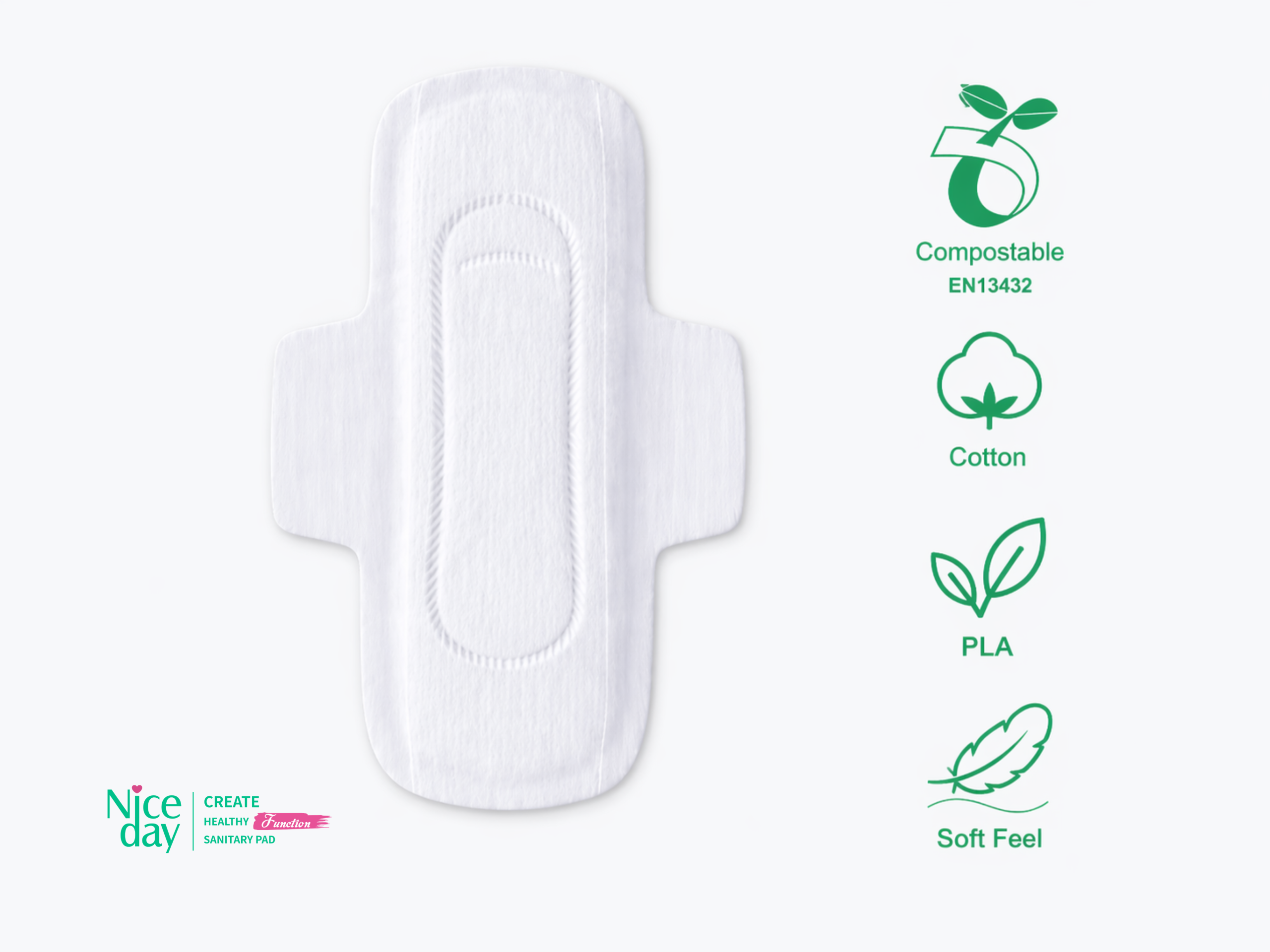 EcoPure Plant-Based Biodegradable Sanitary Pad OEM Niceday O-5