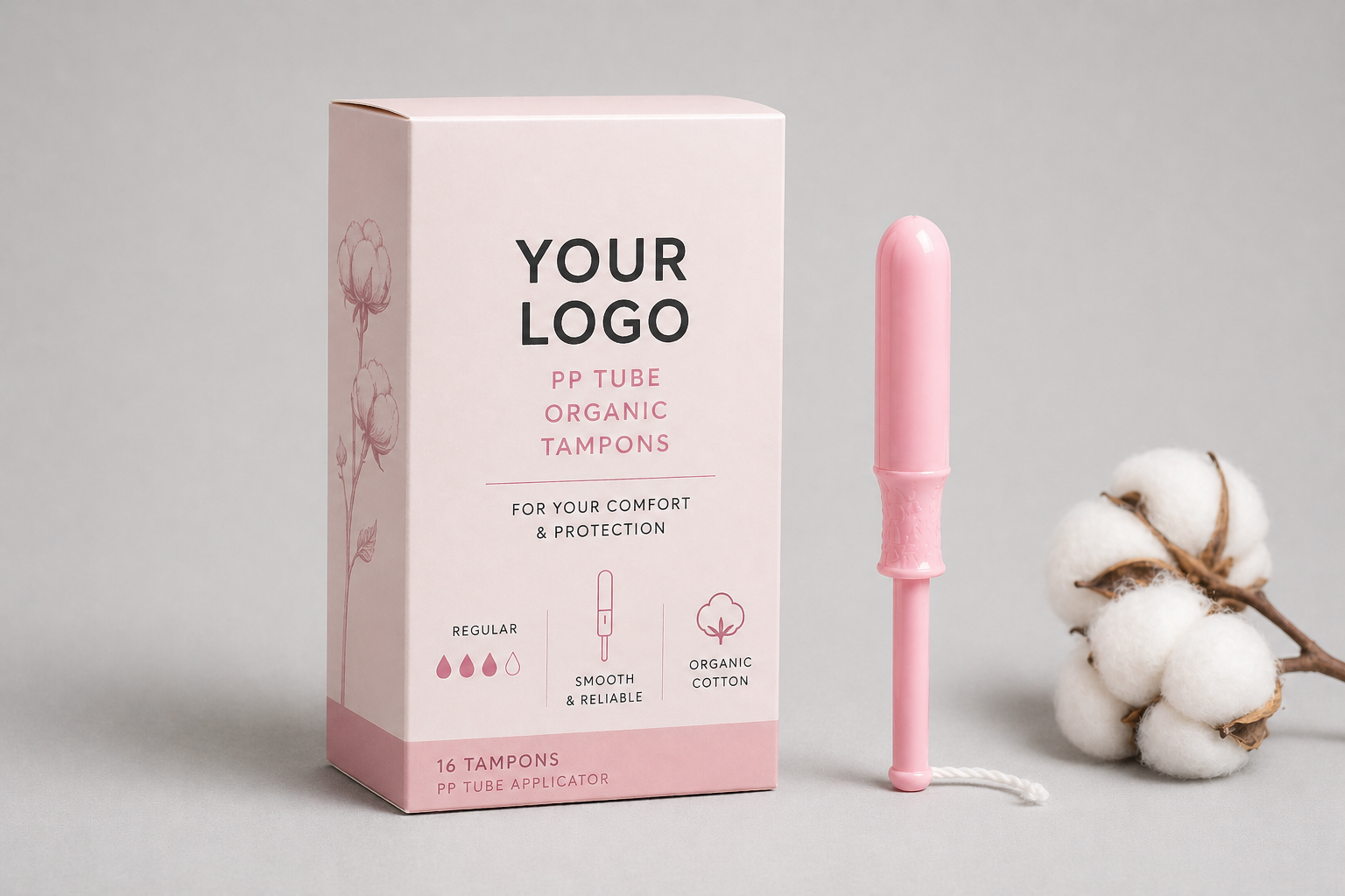 SmoothGlide Organic Cotton Tampon PP Tube OEM Private Label Niceday